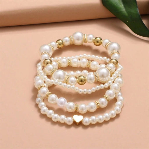 SHEIN Conjunto De Pulsera De Corazón De Perlas De Imitación Para Mujer - Quierox - Tienda Online