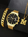 Shein Conjunto de reloj para hombre. Incluye collar con letra J, pulsera y reloj con fecha - Quierox - Tienda Online