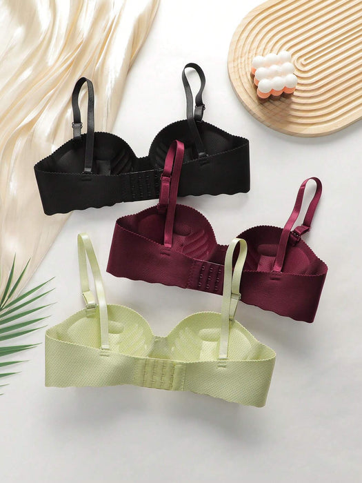 SHEIN Conjunto de sujetador push - up de 3 piezas con bordes suaves - Quierox - Tienda Online