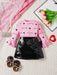 Shein Conjunto de top de manga larga de punto y falda de cuero sintético para bebé niña - Quierox - Tienda Online