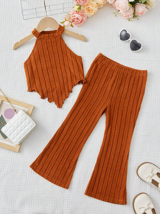 SHEIN Conjunto de top halter con ribete en forma de lechuga y