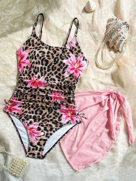 SHEIN Conjunto de traje de baño de una pieza informal con falda - Quierox - Tienda Online