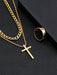 SHEIN Conjunto de tres piezas de joyería de oro para hombre, collar, pulsera y anillo con cruz - Quierox - Tienda Online