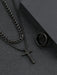 Shein Conjunto de tres piezas de joyería negra para hombre: collar, pulsera y anillo con cruz - Quierox - Tienda Online