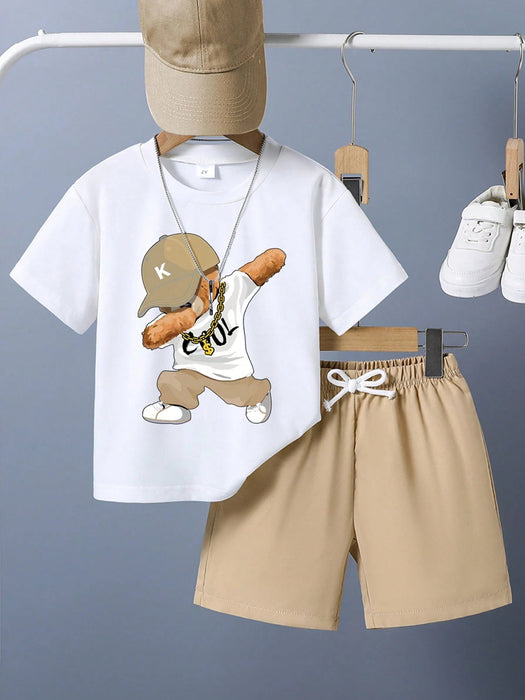 SHEIN Conjunto de verano de camiseta de manga corta y pantalones cortos - Quierox - Tienda Online