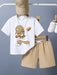 SHEIN Conjunto de verano de camiseta de manga corta y pantalones cortos - Quierox - Tienda Online