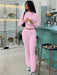 Shein Conjunto deportivo de moda para mujer: top corto de manga larga y pantalones acampanados ajustados - Quierox - Tienda Online