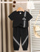 SHEIN Conjunto deportivo de niño tejido de punto suave con cuello redondo y manga corta - Quierox - Tienda Online