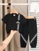 SHEIN Conjunto deportivo de niño tejido de punto suave con cuello redondo y manga corta - Quierox - Tienda Online