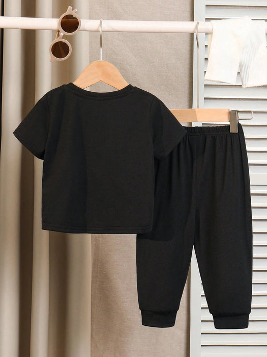 SHEIN Conjunto deportivo de niño tejido de punto suave con cuello redondo y manga corta - Quierox - Tienda Online