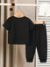 SHEIN Conjunto deportivo de niño tejido de punto suave con cuello redondo y manga corta - Quierox - Tienda Online