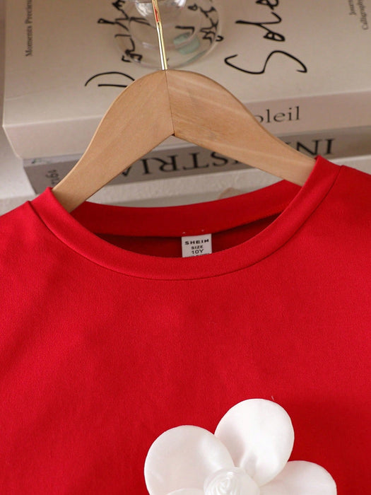 SHEIN Conjunto elegante para chicas preadolescentes: camiseta de manga corta - Quierox - Tienda Online
