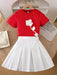 SHEIN Conjunto elegante para chicas preadolescentes: camiseta de manga corta - Quierox - Tienda Online