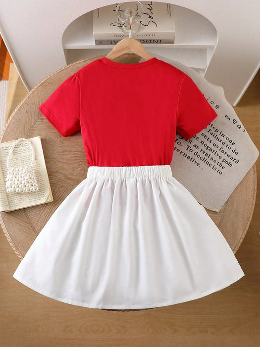 SHEIN Conjunto elegante para chicas preadolescentes: camiseta de manga corta - Quierox - Tienda Online