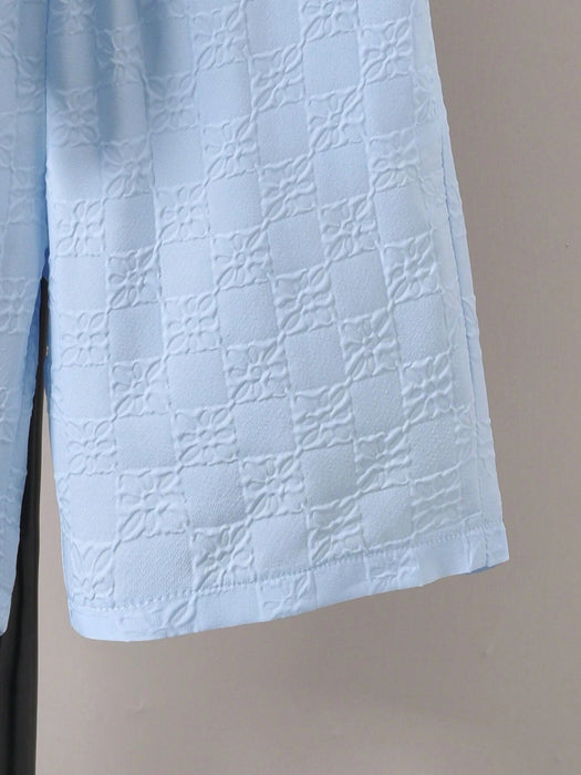 Shein Conjunto informal de vacaciones con camisa de manga corta y pantalones cortos con relieve 3D de Vihyde Tween - Quierox - Tienda Online