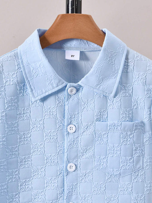 Shein Conjunto informal de vacaciones con camisa de manga corta y pantalones cortos con relieve 3D de Vihyde Tween - Quierox - Tienda Online