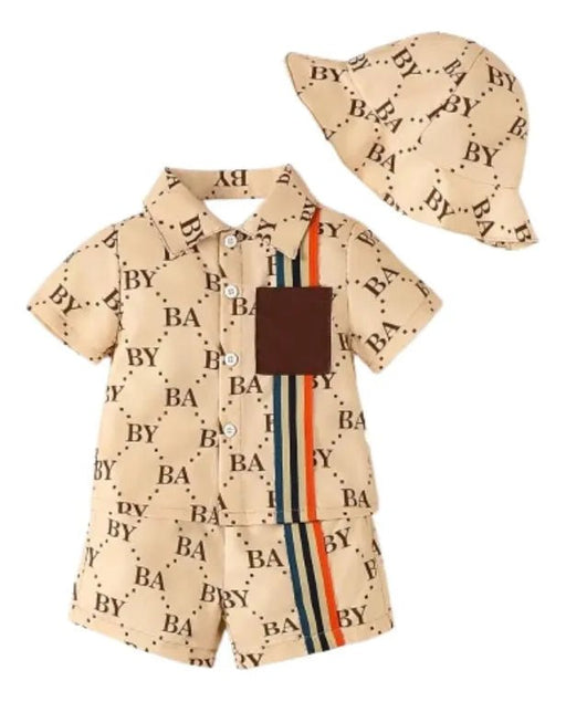 Shein Conjunto Moda Niño de 3 piezas: Camiseta, Shorts Y Gorro - Quierox - Tienda Online