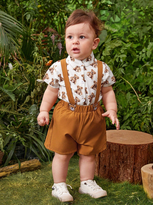 SHEIN Conjunto Para Bebé Niño Con Diseño Encantador De Oso Con 3 Piezas - Quierox - Tienda Online