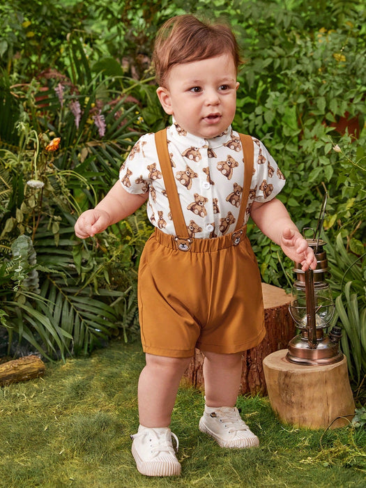 SHEIN Conjunto Para Bebé Niño Con Diseño Encantador De Oso Con 3 Piezas - Quierox - Tienda Online