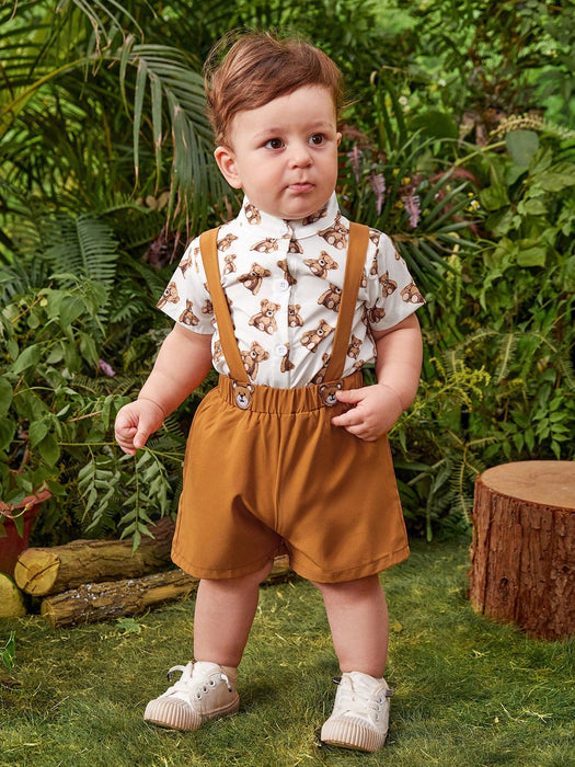 SHEIN Conjunto Para Bebé Niño Con Diseño Encantador De Oso Con 3 Piezas - Quierox - Tienda Online