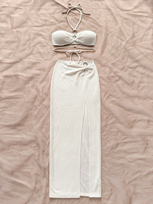 SHEIN conjuntos bohemios para mujer, de dos piezas, falda acampanada con abertura alta - Quierox - Tienda Online