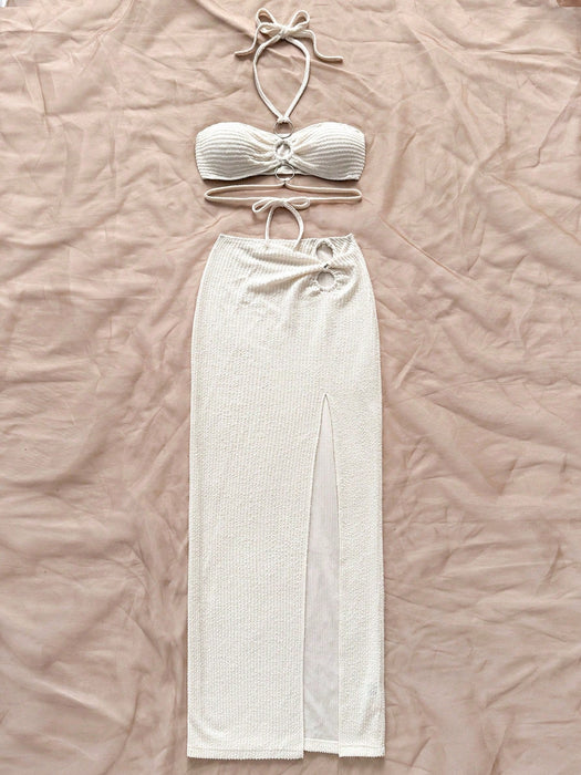 SHEIN conjuntos bohemios para mujer, de dos piezas, falda acampanada con abertura alta - Quierox - Tienda Online