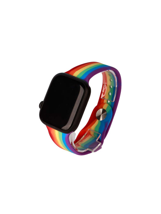 SHEIN Correa de reloj a rayas arcoíris LGBT compatible con Apple Watch 42/44mm - Quierox - Tienda Online