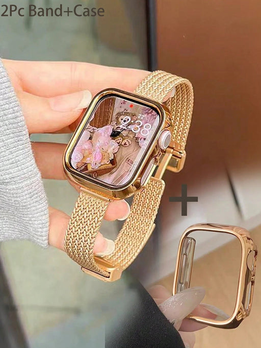 SHEIN Correa y estuche 2 en 1 color oro rosa, compatible con Apple Watch. 38mm - Quierox - Tienda Online