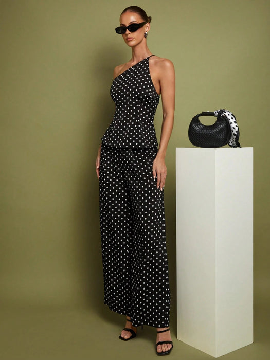 SHEIN COSMINA Set de 2 piezas de Top con hombros y pantalones a lunares - Quierox - Tienda Online