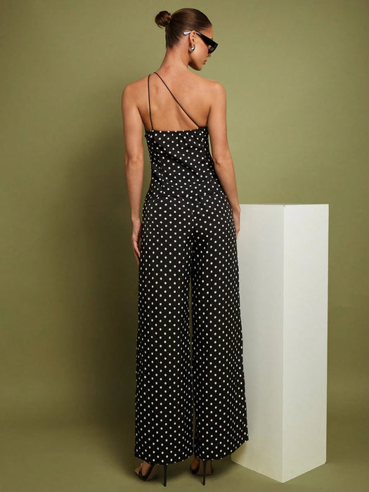 SHEIN COSMINA Set de 2 piezas de Top con hombros y pantalones a lunares - Quierox - Tienda Online