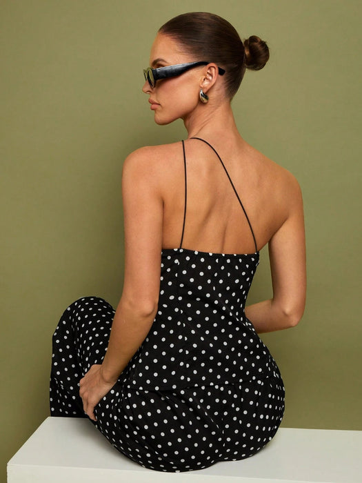 SHEIN COSMINA Set de 2 piezas de Top con hombros y pantalones a lunares - Quierox - Tienda Online