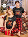SHEIN CoupledUp Conjunto de pijama unisex con estampado navideño - Quierox - Tienda Online