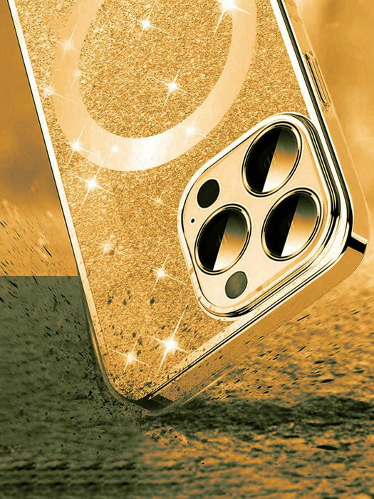 Shein Cover para teléfono con absorción magnética galvanizada en oro con decoración brillante - Quierox - Tienda Online