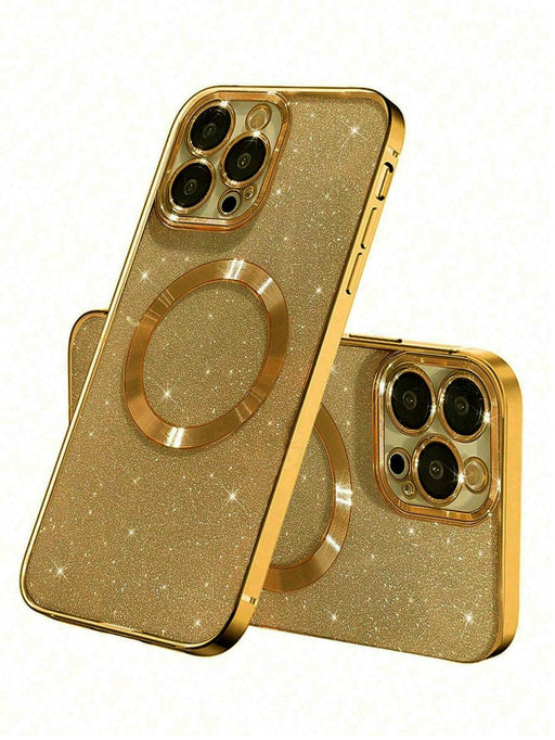 Shein Cover para teléfono con absorción magnética galvanizada en oro con decoración brillante - Quierox - Tienda Online