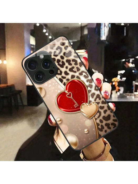Shein Cover para telefono con estampado de leopardo y forma de corazón - Quierox - Tienda Online