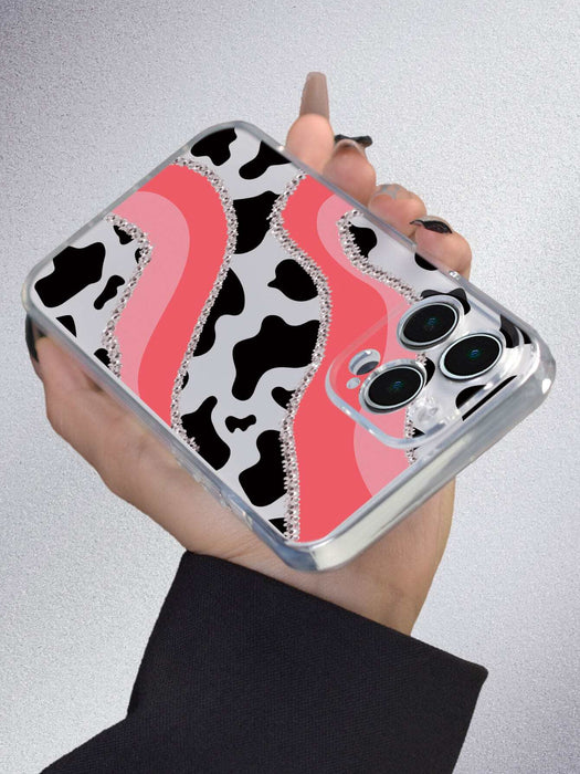 Shein Cover para teléfono con estampado de vaca rosa brillante de TPU - Quierox - Tienda Online