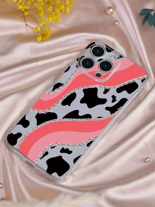 Shein Cover para teléfono con estampado de vaca rosa brillante de TPU - Quierox - Tienda Online
