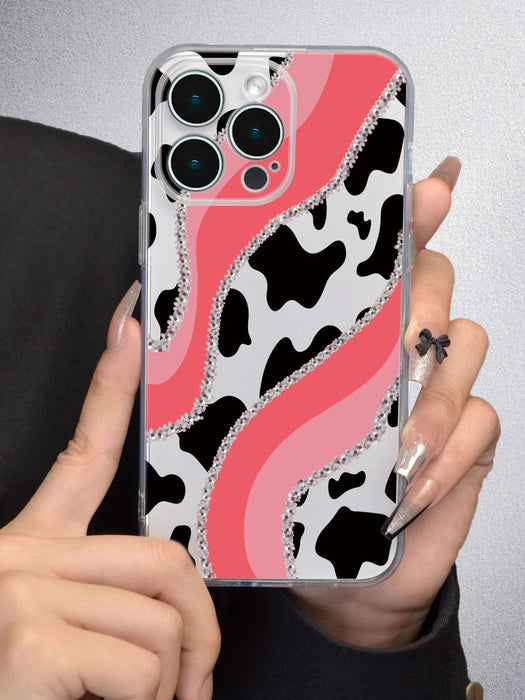 Shein Cover para teléfono con estampado de vaca rosa brillante de TPU - Quierox - Tienda Online