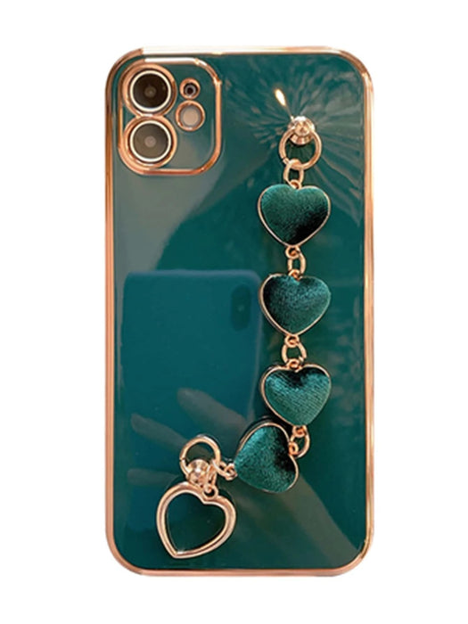 Shein Cover para teléfono lisa con borde metálico y diseño de corazón peludo - Quierox - Tienda Online