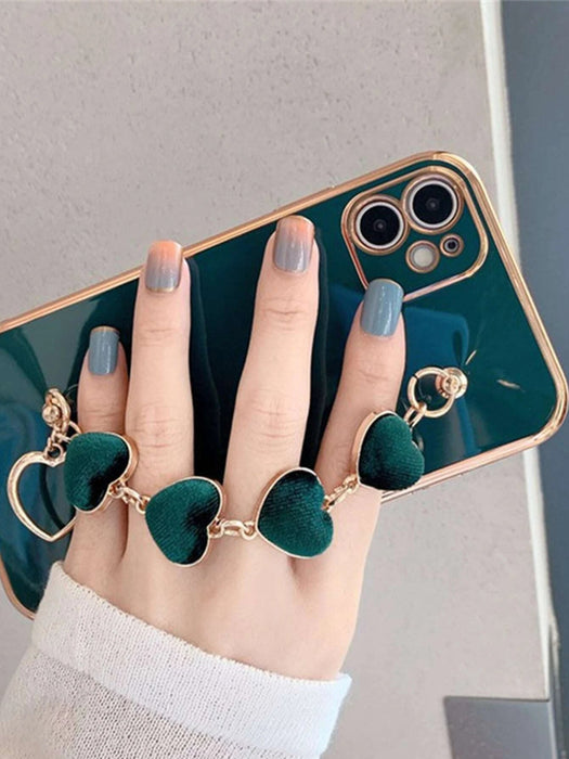 Shein Cover para teléfono lisa con borde metálico y diseño de corazón peludo - Quierox - Tienda Online