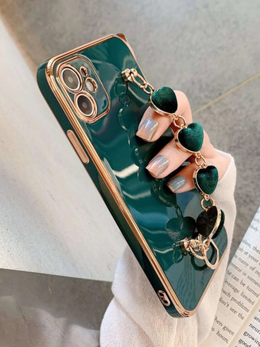Shein Cover para teléfono lisa con borde metálico y diseño de corazón peludo - Quierox - Tienda Online