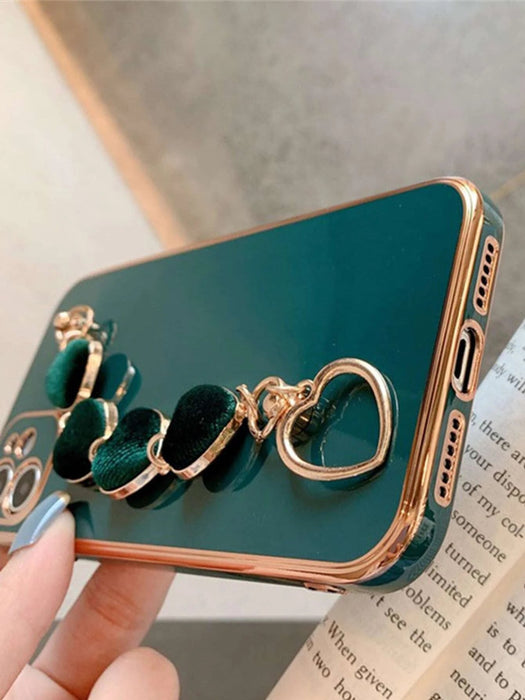 Shein Cover para teléfono lisa con borde metálico y diseño de corazón peludo - Quierox - Tienda Online