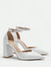 SHEIN CUCCOO BIZCHIC Zapatos de tacón alto blancos con punta en V y tira al tobillo - Quierox - Tienda Online