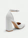 SHEIN CUCCOO BIZCHIC Zapatos de tacón alto blancos con punta en V y tira al tobillo - Quierox - Tienda Online
