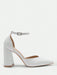 SHEIN CUCCOO BIZCHIC Zapatos de tacón alto blancos con punta en V y tira al tobillo - Quierox - Tienda Online