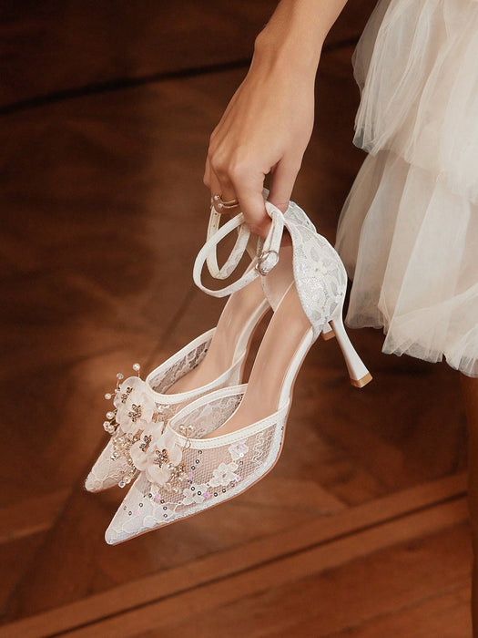 SHEIN CUCCOO HITCHD Tacones altos con punta puntiaguda, diseño floral - Quierox - Tienda Online