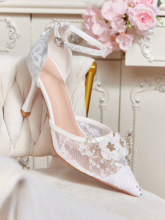 SHEIN CUCCOO HITCHD Tacones altos con punta puntiaguda, diseño floral - Quierox - Tienda Online