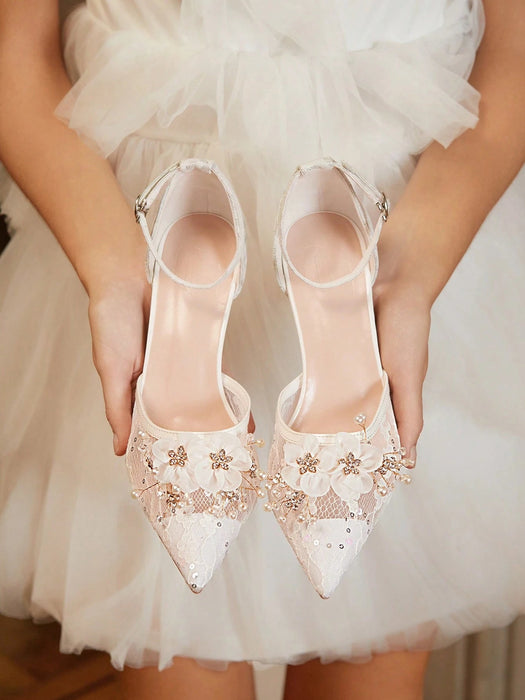 SHEIN CUCCOO HITCHD Tacones altos con punta puntiaguda, diseño floral - Quierox - Tienda Online