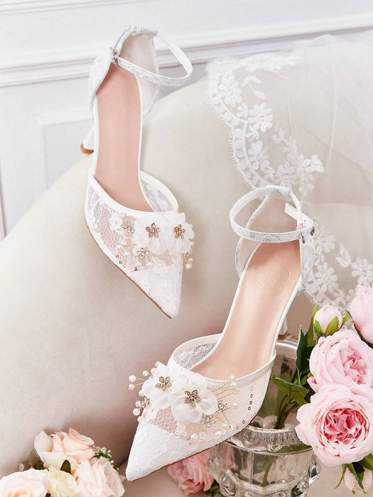 SHEIN CUCCOO HITCHD Tacones altos con punta puntiaguda, diseño floral - Quierox - Tienda Online