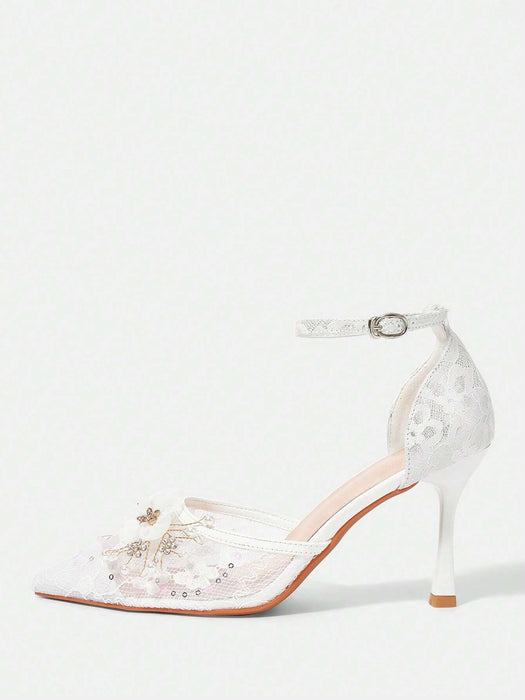 SHEIN CUCCOO HITCHD Tacones altos con punta puntiaguda, diseño floral - Quierox - Tienda Online